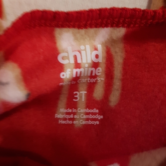 Child of Mine red fleece reindeer 3T fleece pajamas - Picture 2 of 4